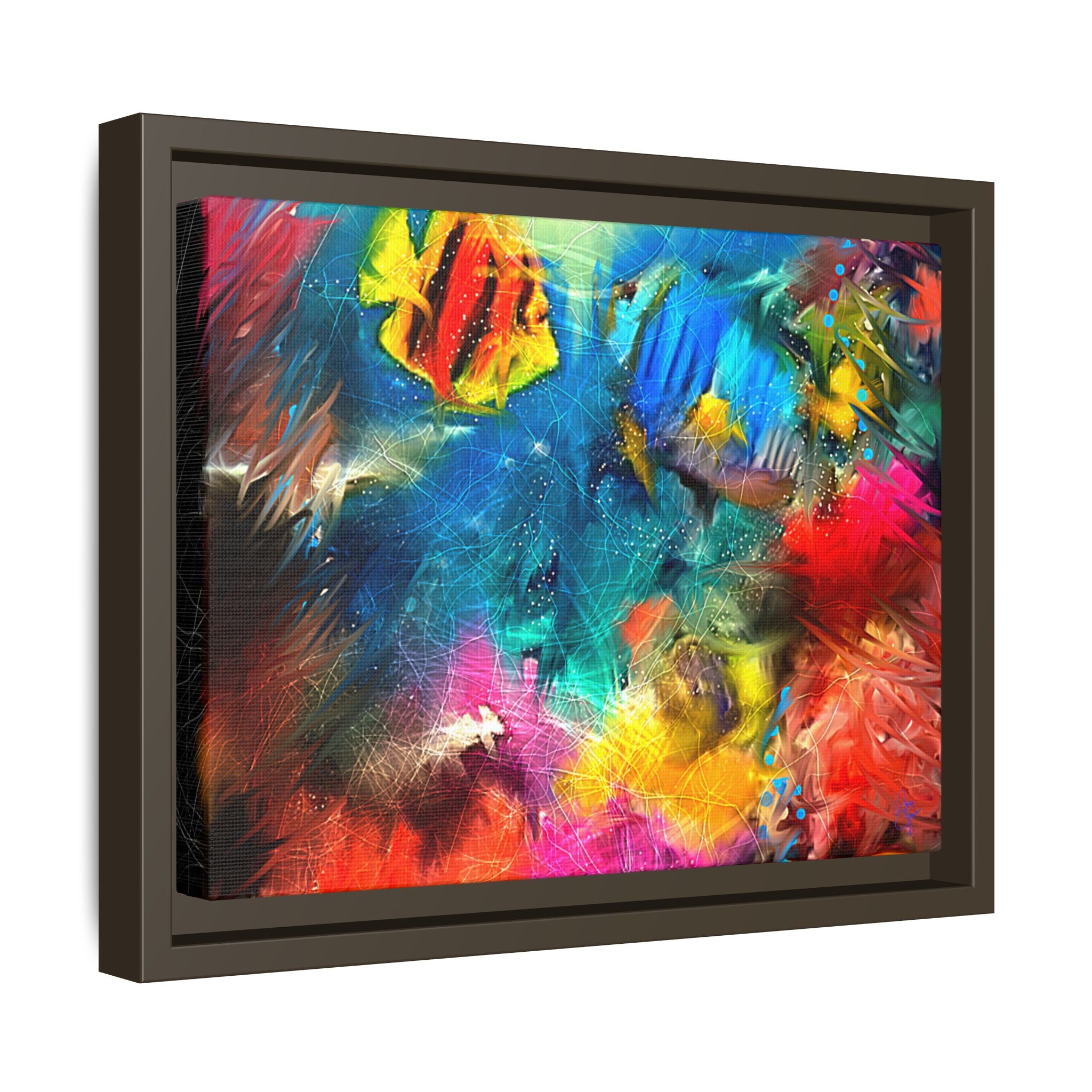 Framed Abstract Color Explosion Canvas — Vibrant Multi‑Color Wall Art