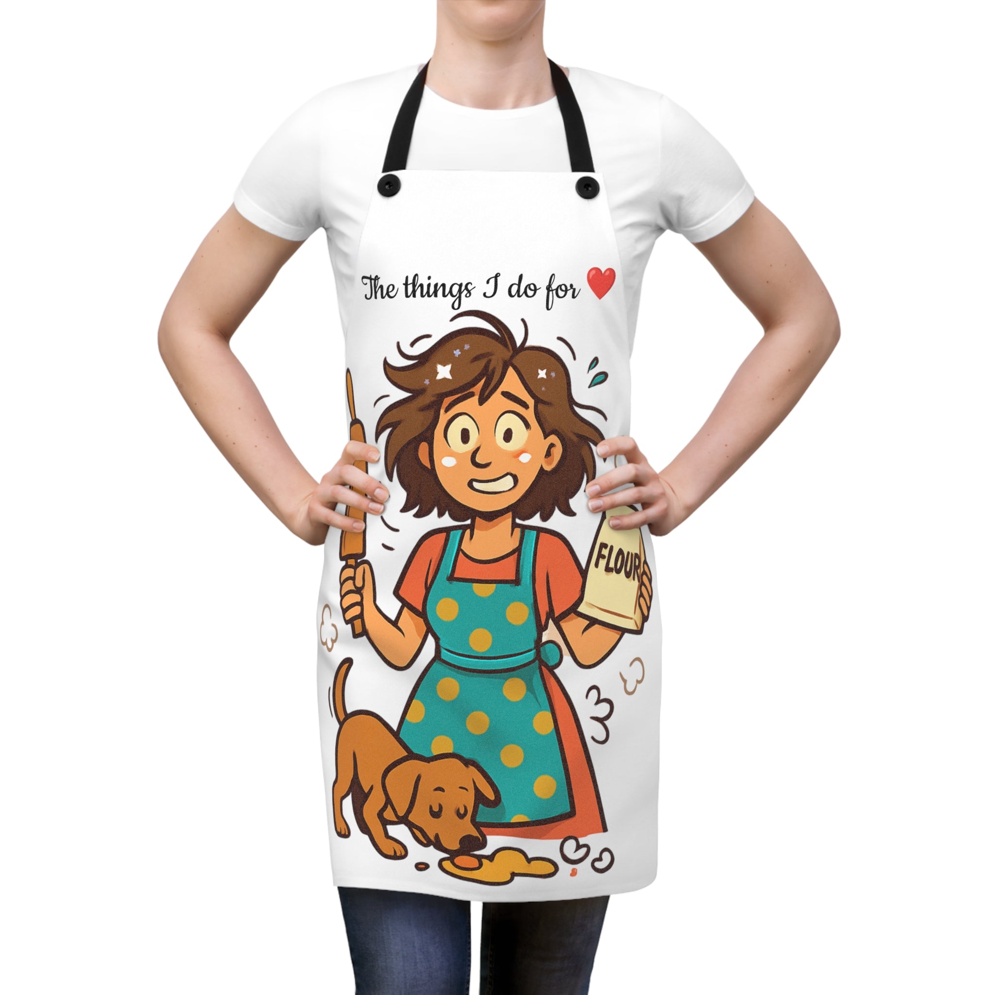 Baking Mom Apron — "The Things I Do For Love" Cute Baking Chef Apron