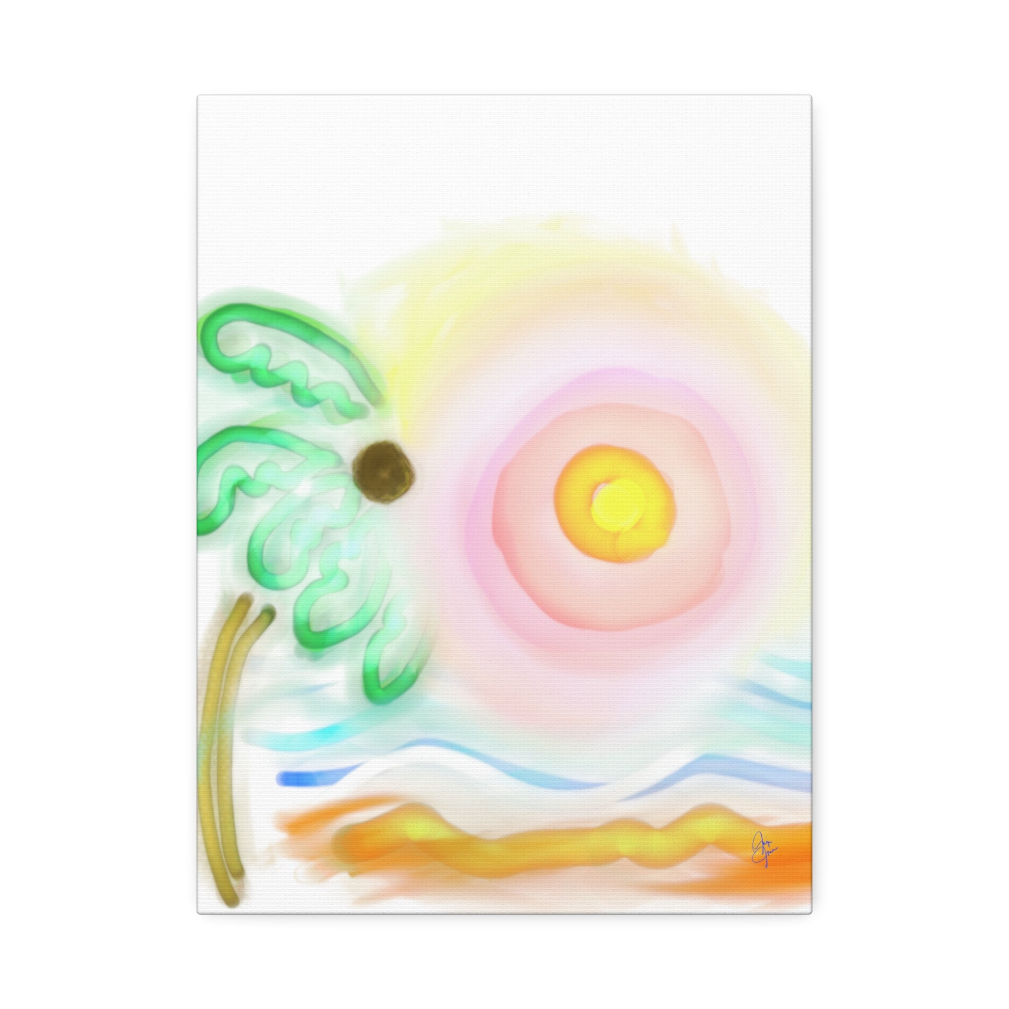 Tropical Sunrise Canvas Wall Art — Stretched 1.5" Beach Landscape Print