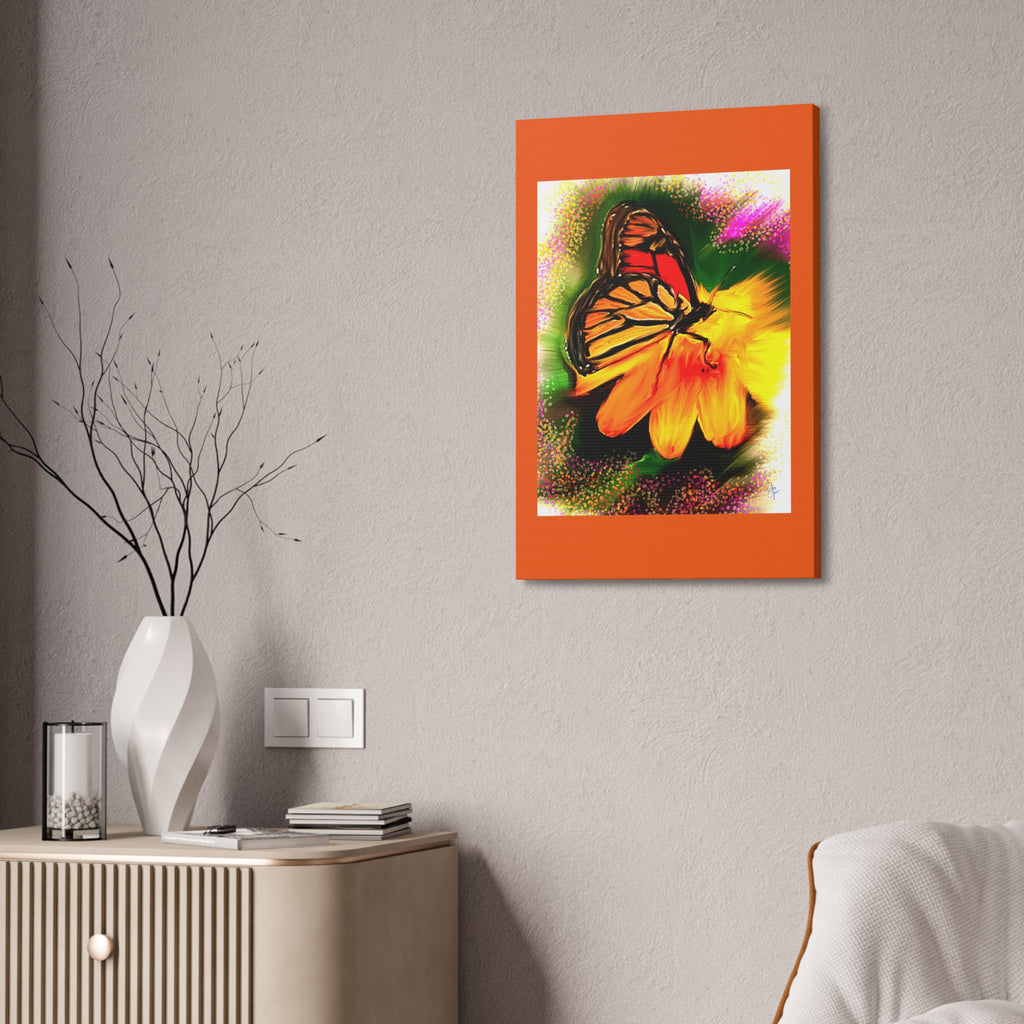 Butterfly Garden Canvas Stretched Art – Vibrant Monarch Wall Decor (1.5" Depth)