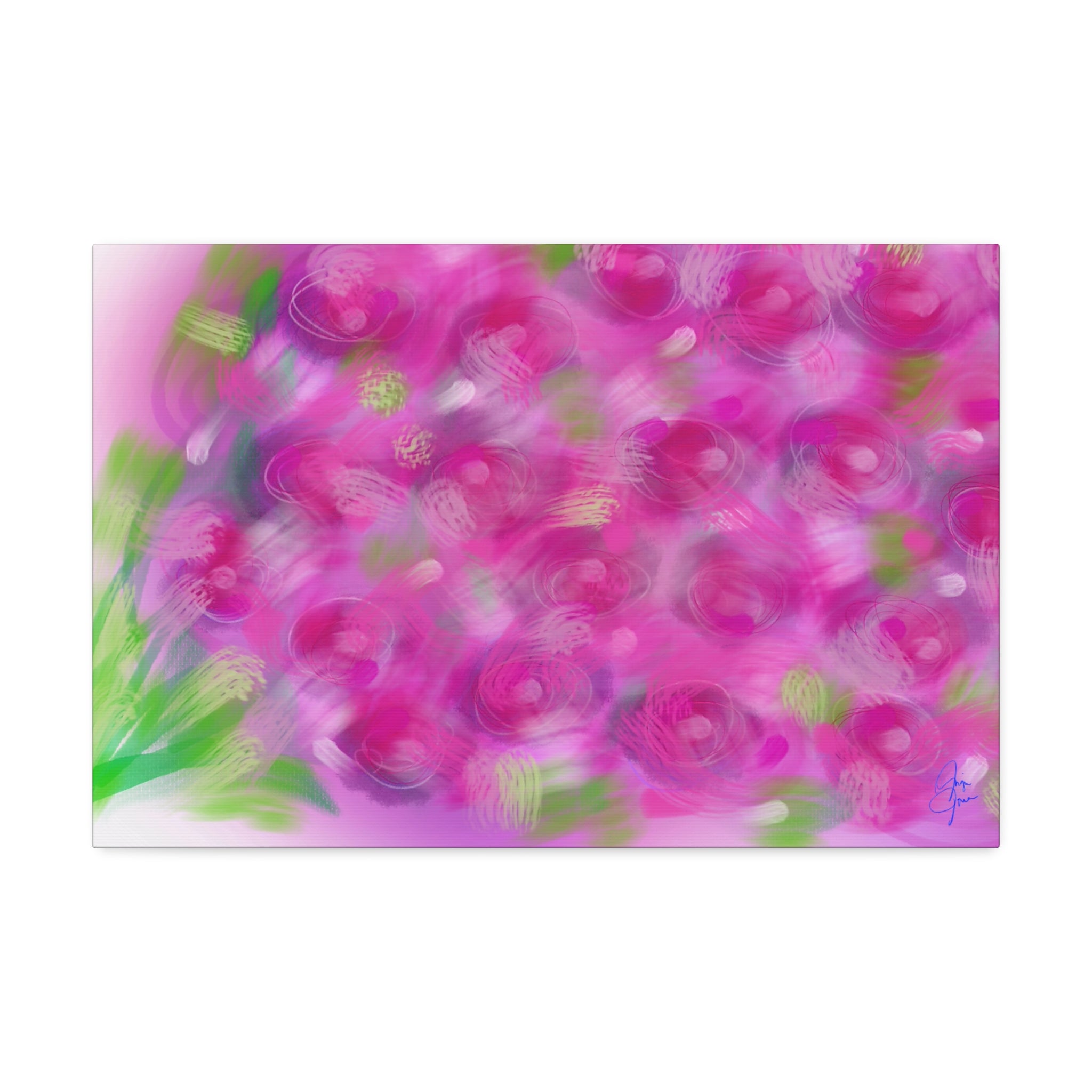 Pink Floral Abstract Canvas Print — Stretched 1.5" Wall Art