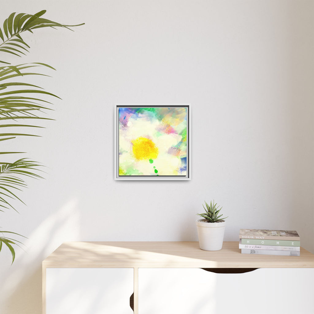 Framed Matte Canvas - Watercolor Yellow Floral Abstract Wall Art