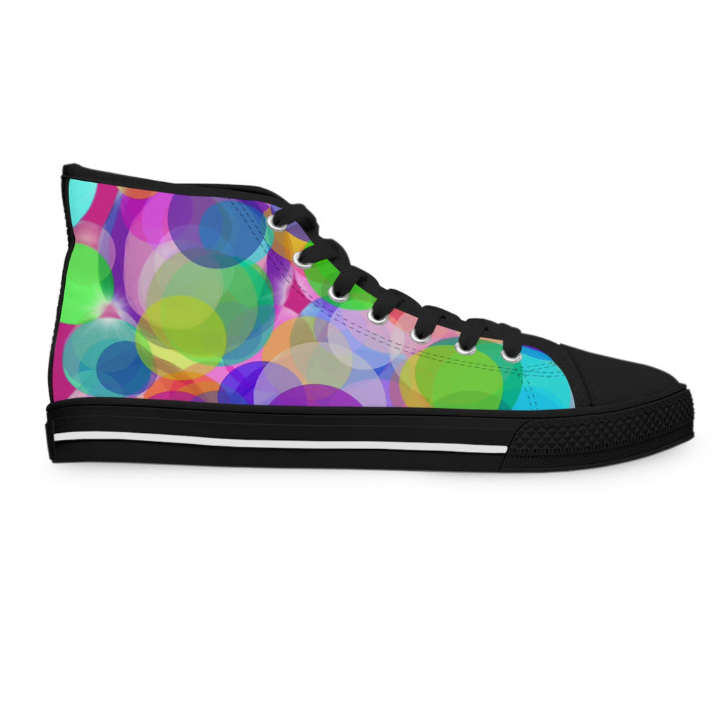 Women's High Top Sneakers — Colorful Bokeh Bubble Pattern