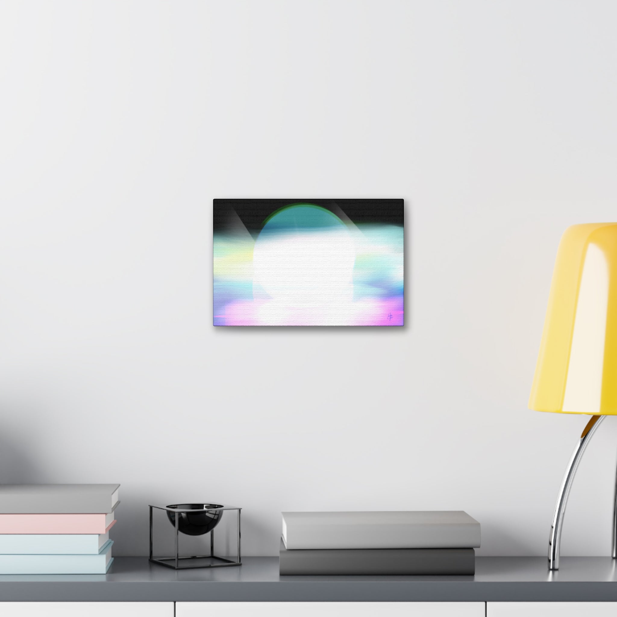 Abstract Neon Glow Canvas Print — Pastel Light Orb Stretched Wall Art