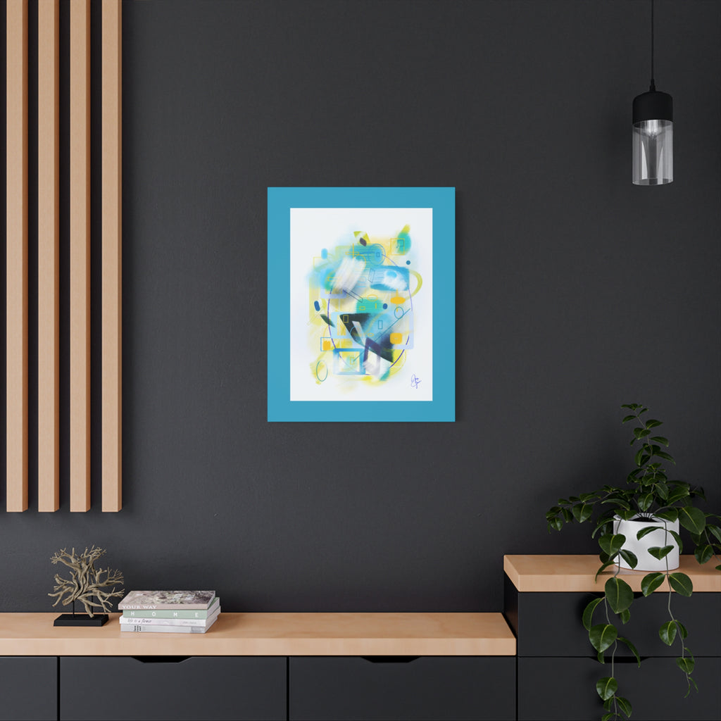 Abstract Blue & Yellow Geometry Canvas Print — Modern Stretched Wall Art