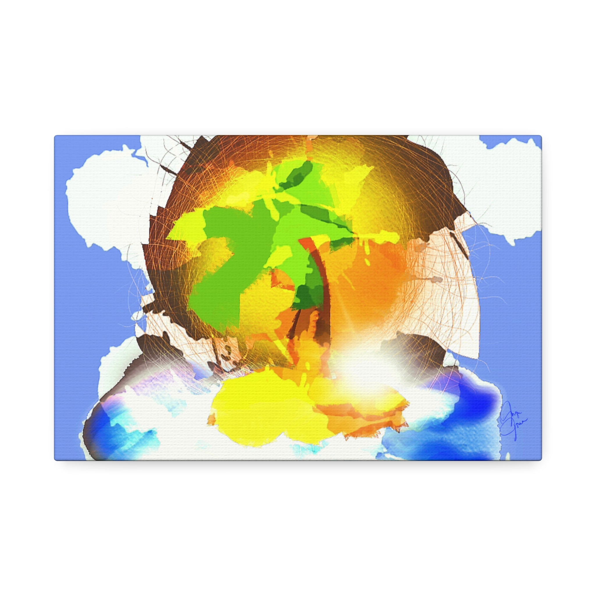 Abstract Sunrise Landscape Canvas — Vibrant Tropical Art on Stretched 1.5" Frame