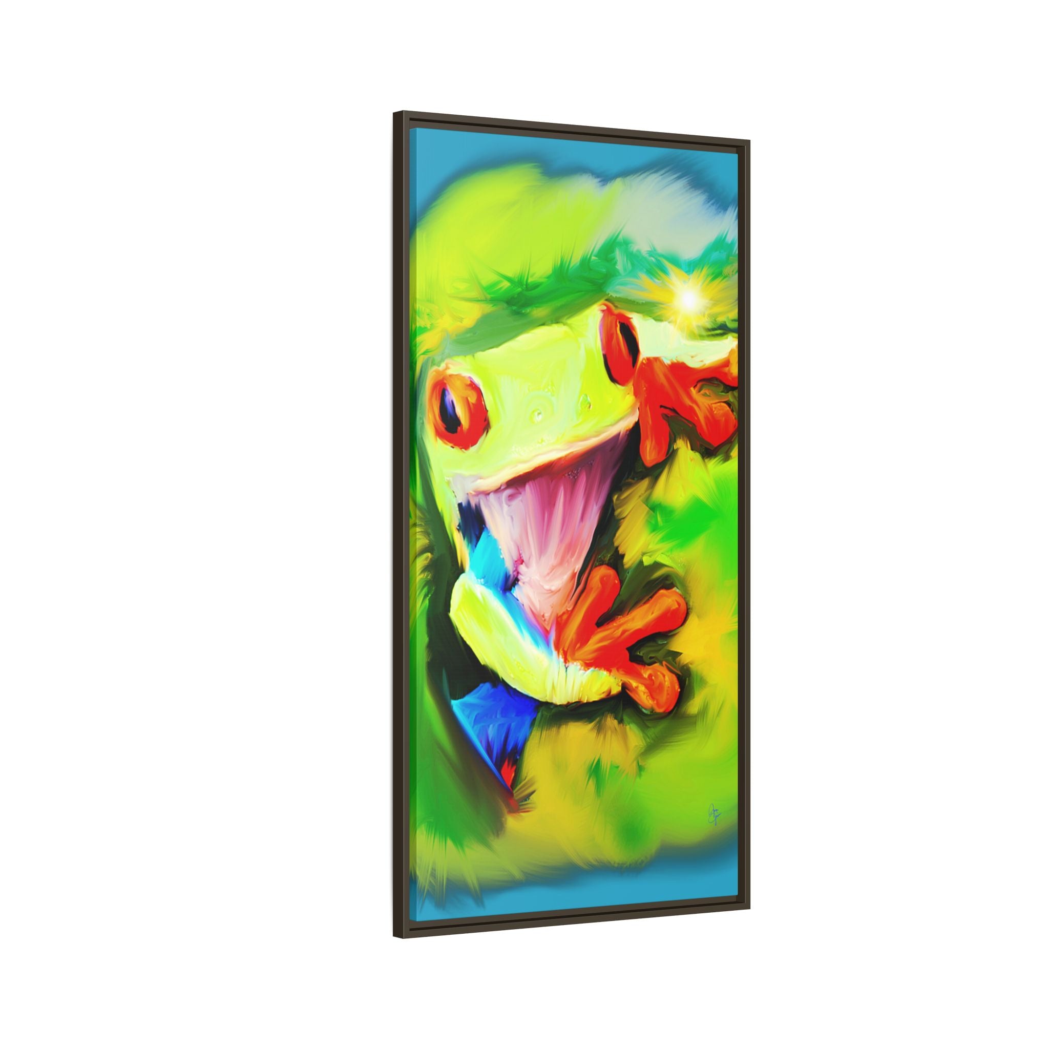 Colorful Tree Frog Matte Canvas Print — Framed Tropical Wall Art