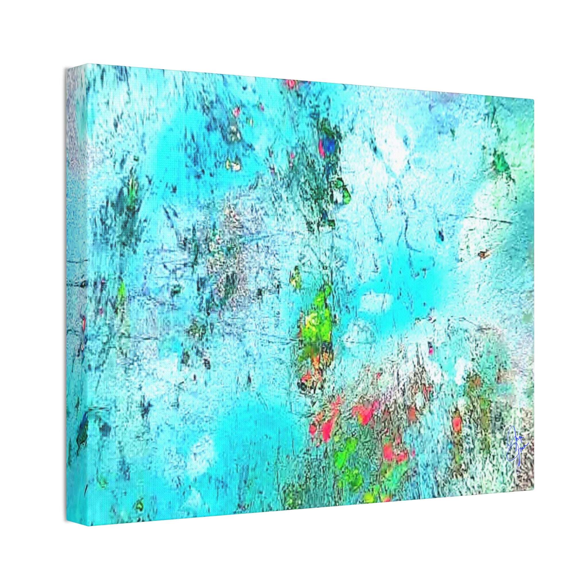 Abstract Aqua Texture Canvas