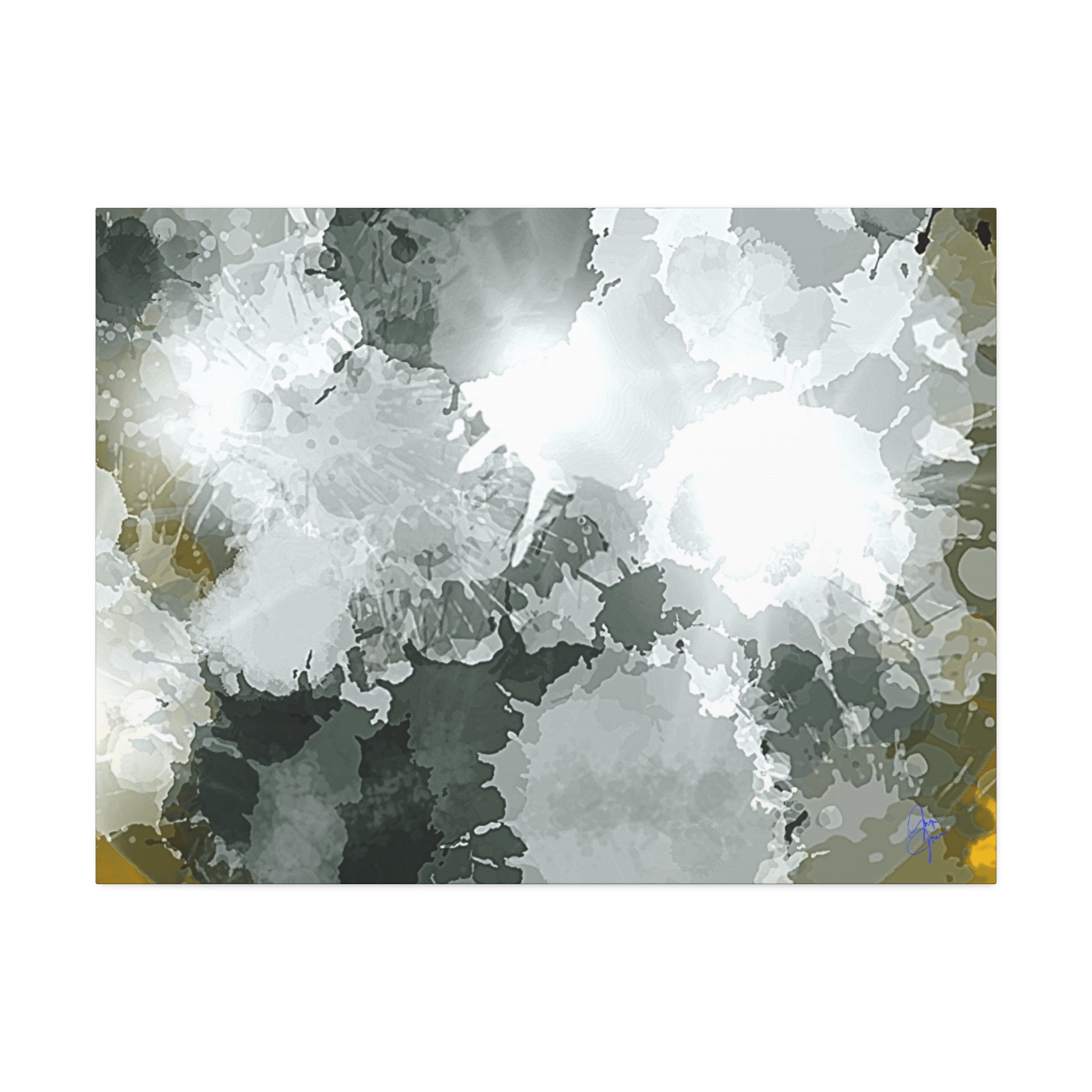 Abstract Gray Ink Splash Canvas