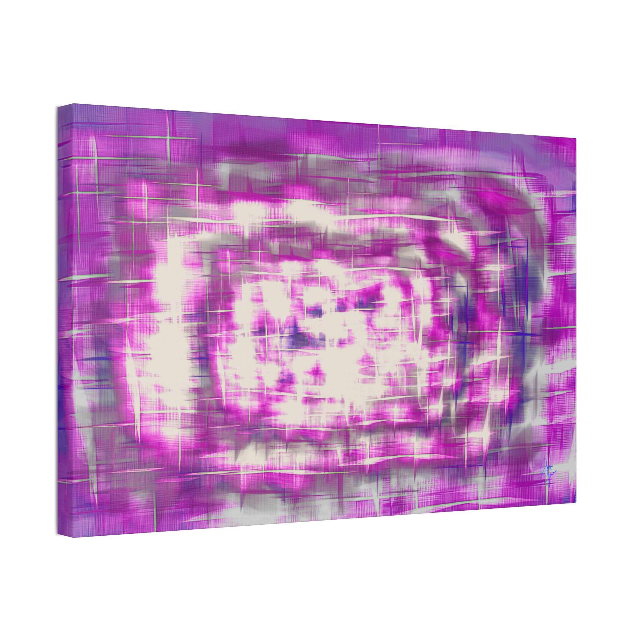 Purple Abstract Stretched Canvas Wall Art — Pink White Geometric Texture