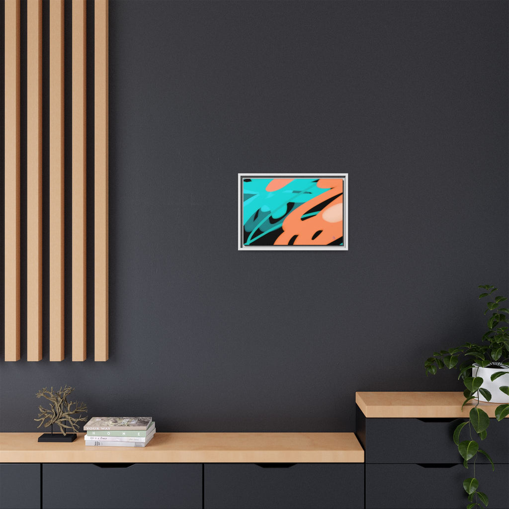Abstract Teal & Coral Splash Framed Canvas