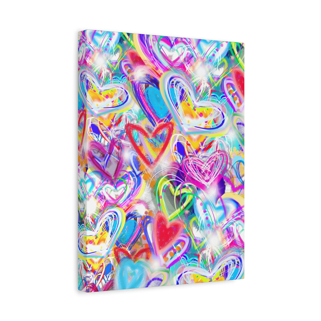 Colorful Heart Graffiti Matte Canvas