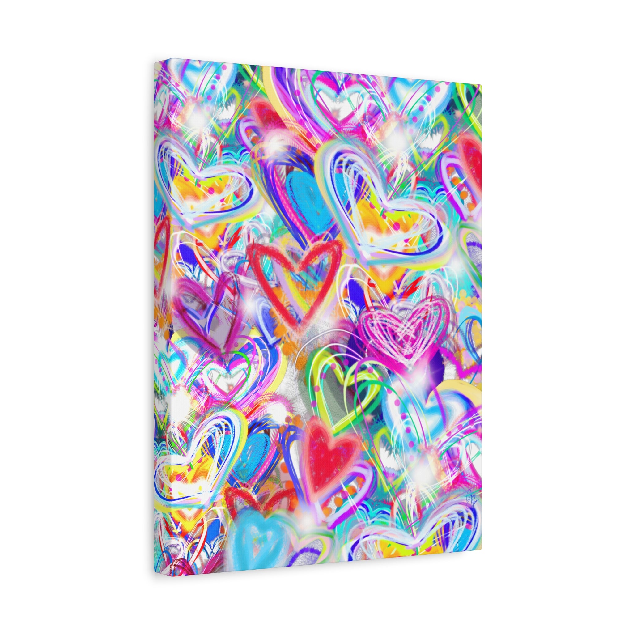 Colorful Heart Graffiti Matte Canvas