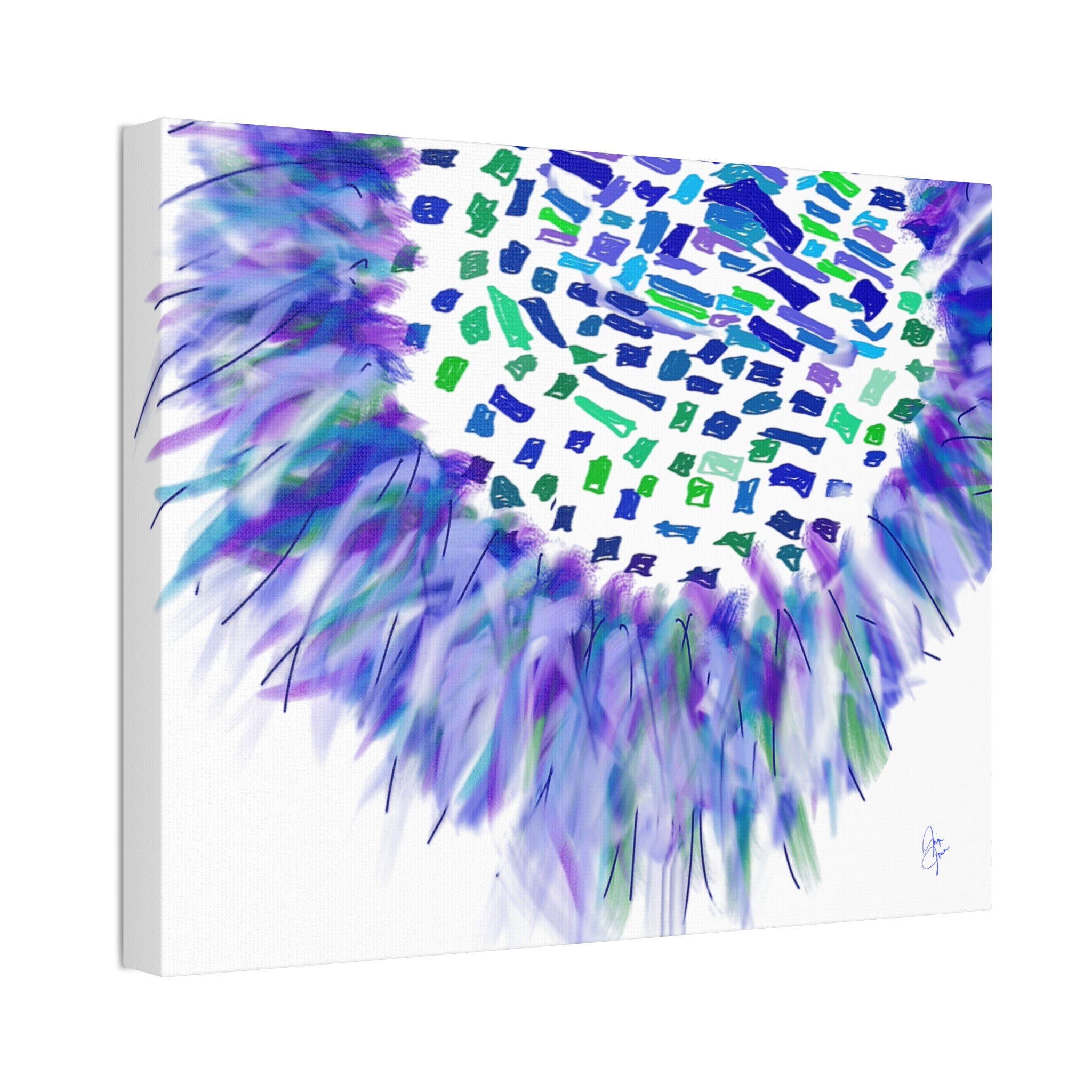Abstract Blue-Purple Burst Canvas Stretched Art