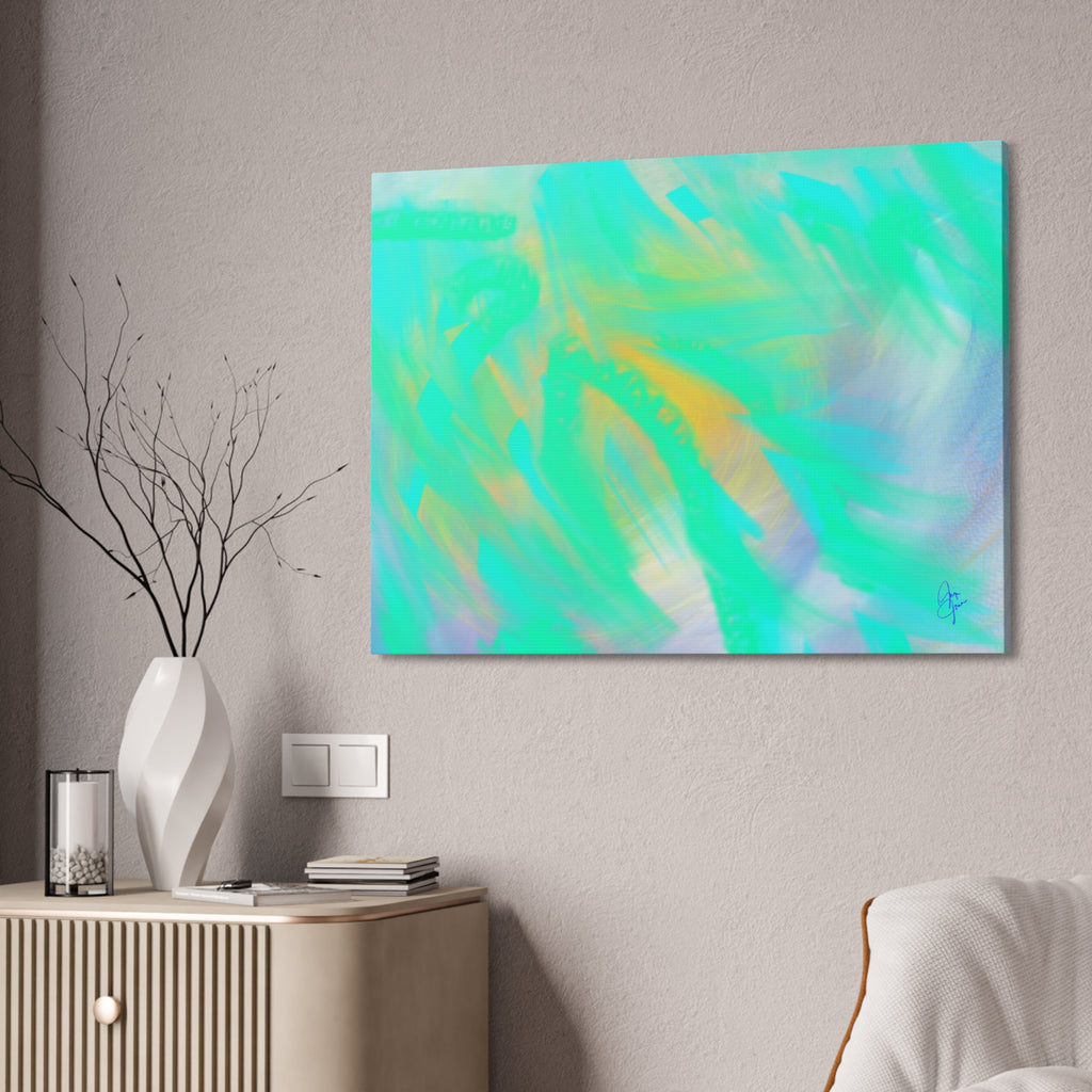 Turquoise Abstract Canvas Print – Ocean Breeze Stretched Wall Art