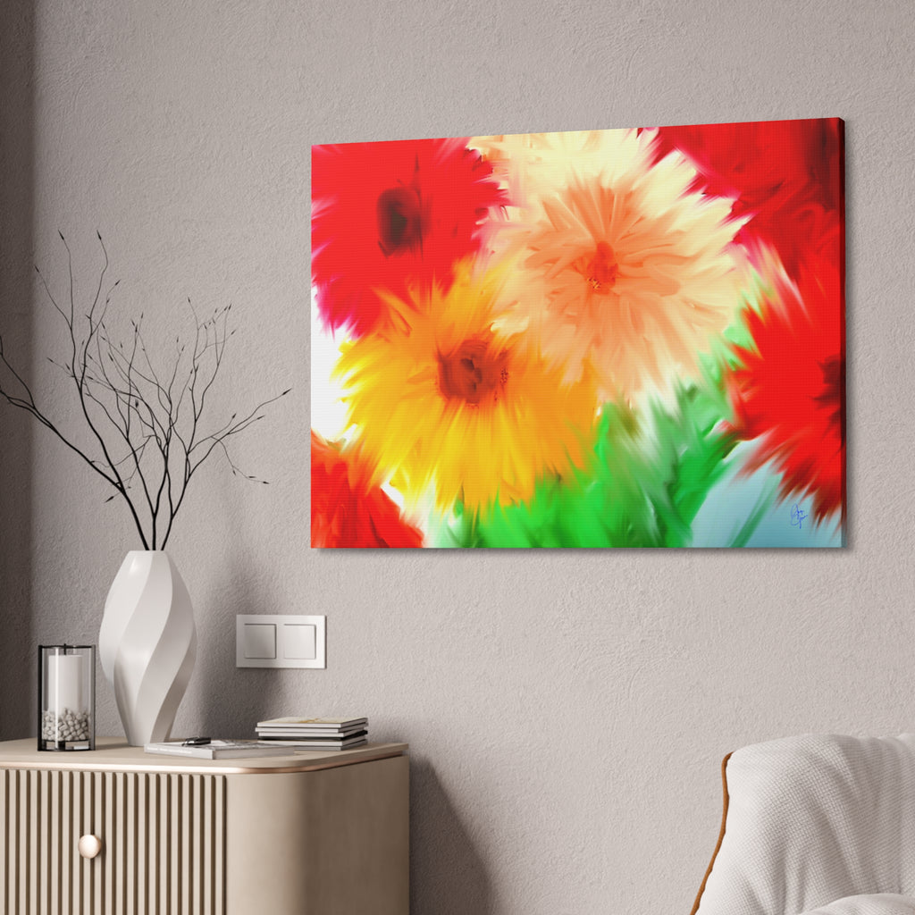 Bright Floral Abstract Canvas Wall Art — Stretched 1.5"