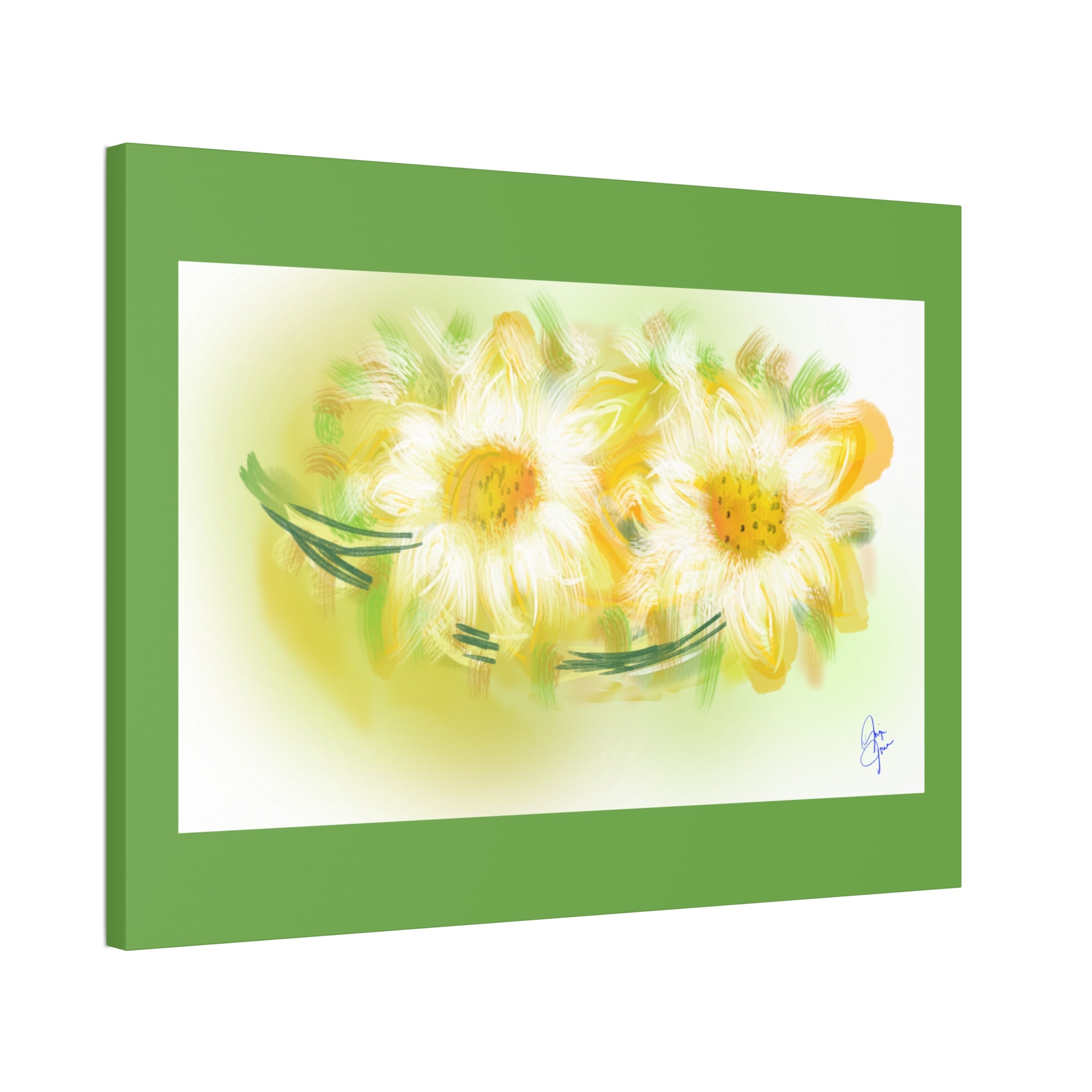Yellow Daisy Floral Canvas Print – Stretched 1.5" Edge Art