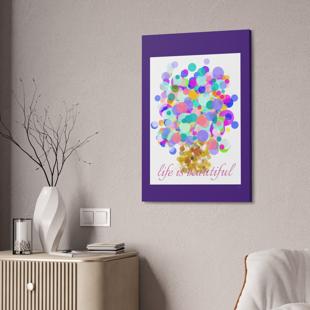 Life Is Beautiful Colorful Bubble Tree Canvas