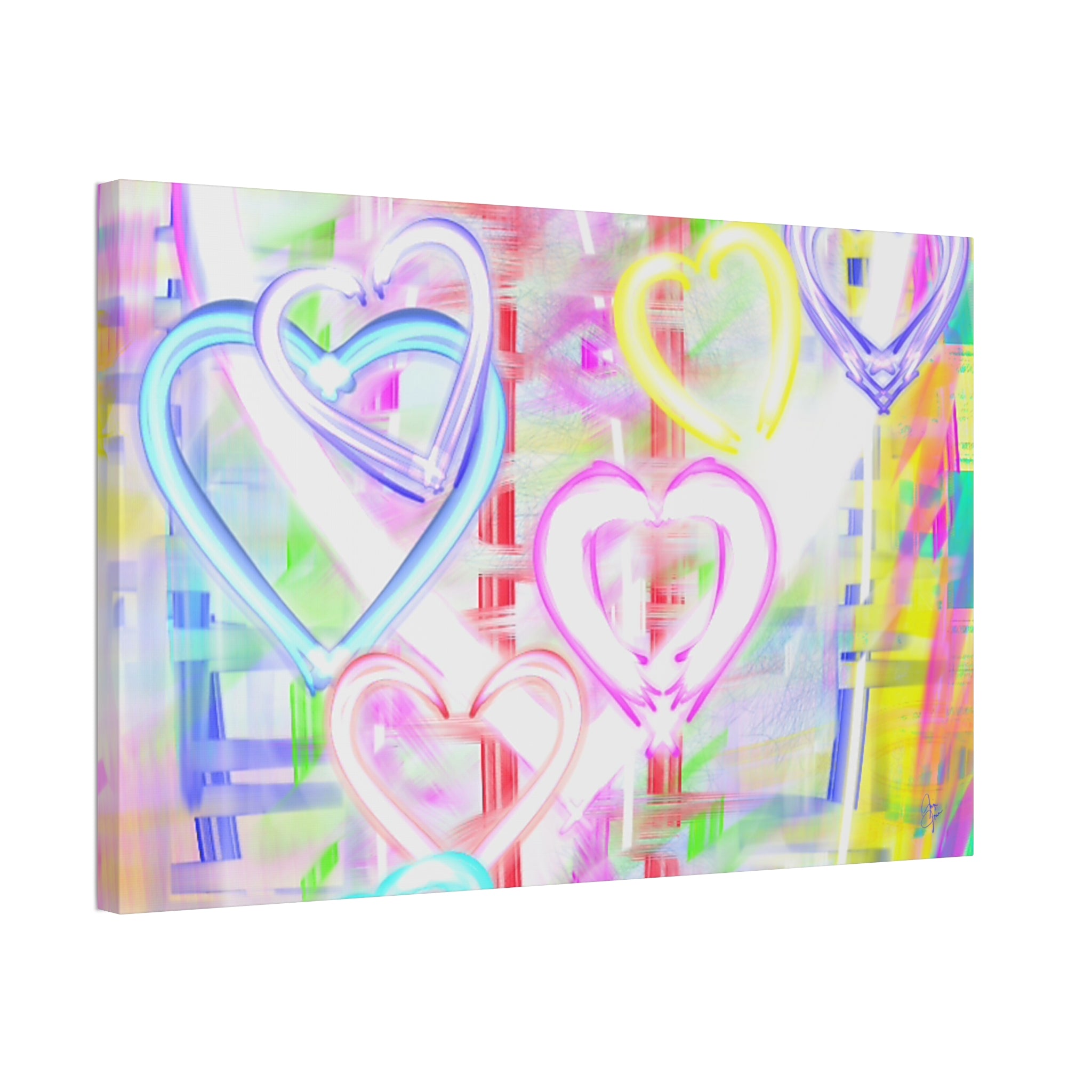 Colorful Neon Hearts Canvas Print — Stretched 1.5" Wall Art