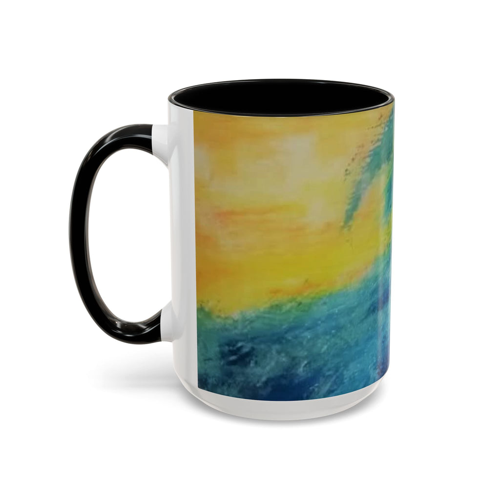 Ocean Wave Art Coffee Mug — Blue/Teal Abstract Accent Mug (11/15oz)