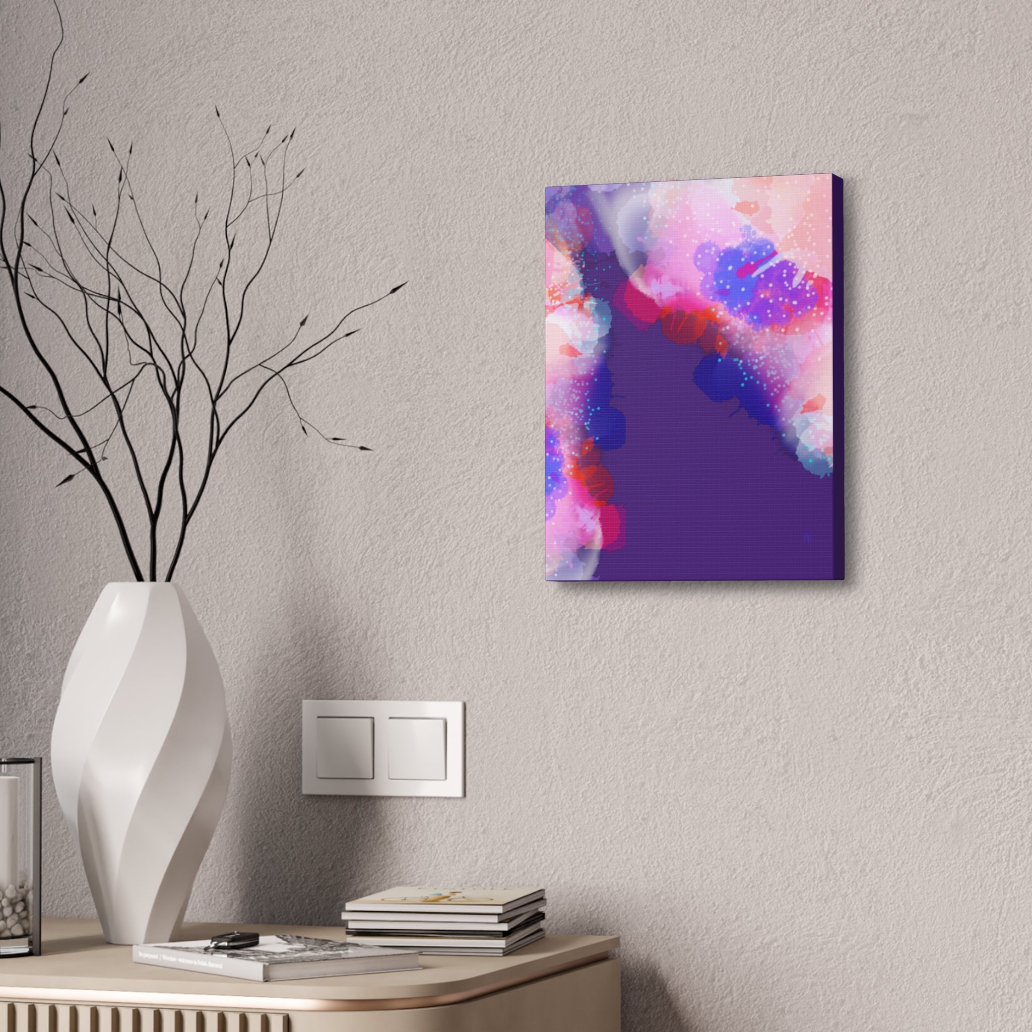 Abstract Pink Watercolor Canvas Wall Art - Stretched 1.5"
