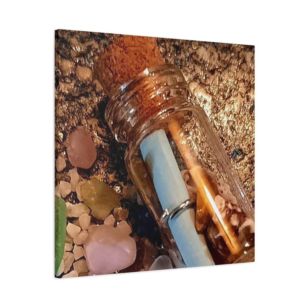 Decorative Matte Canvas Wall Art - Beach-Inspired Message in a Bottle
