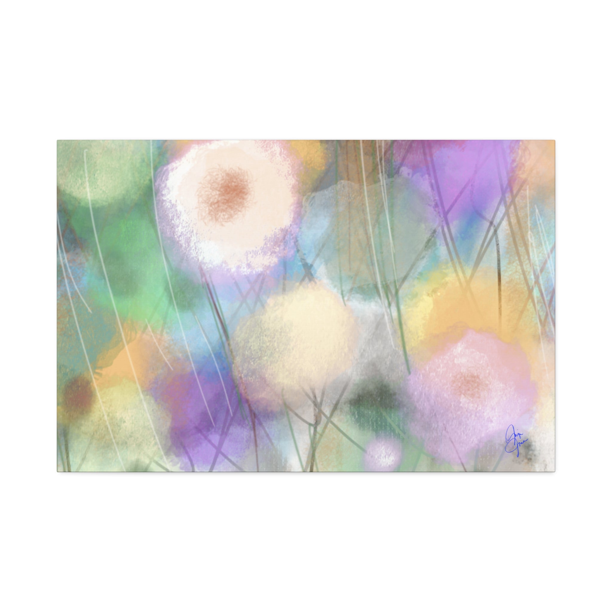 Floral Pastel Canvas Print — Dreamy Watercolor Dandelion Wall Art (1.5" Stretched)