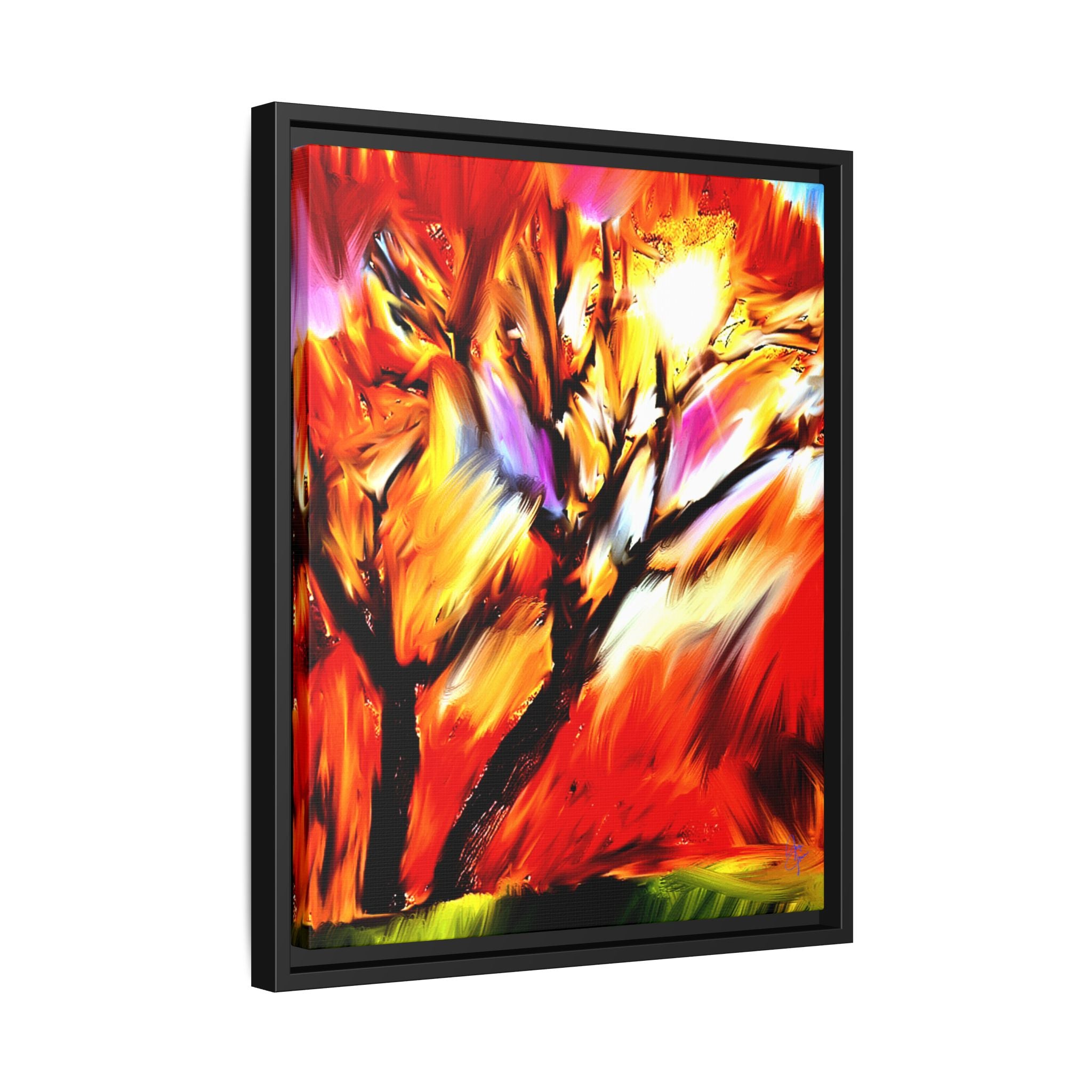 Framed Matte Canvas Print — Vibrant Tree Landscape