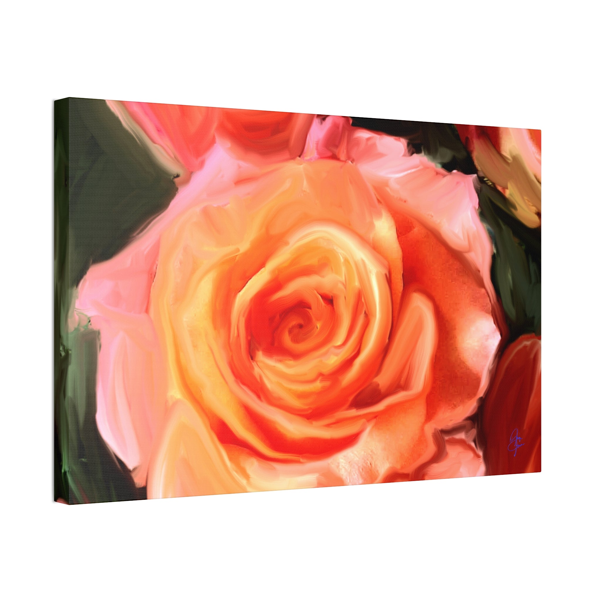 Orange Rose Canvas Print — Stretched 1.5" Wall Art