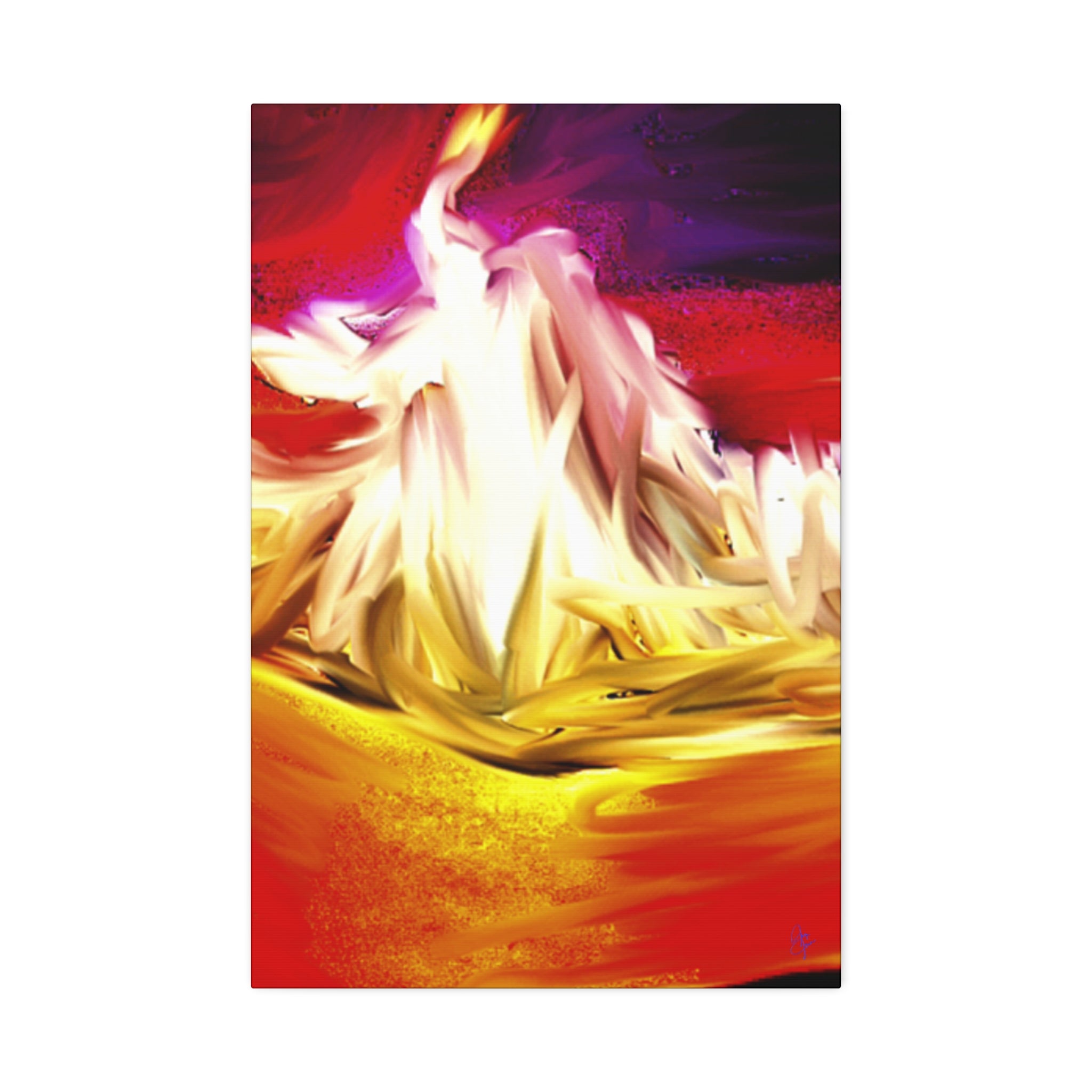 Abstract Campfire Canvas Print — Vibrant Red & Gold Stretched Wall Art