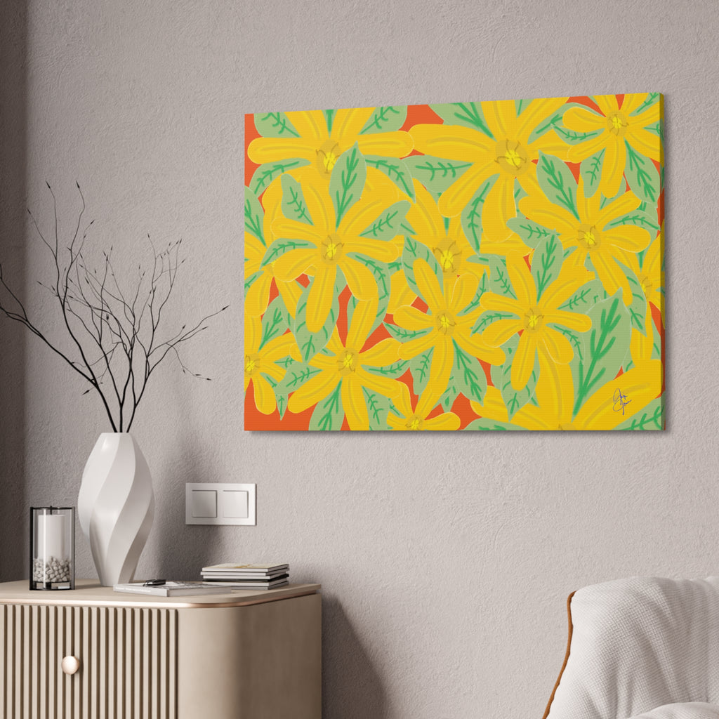 Yellow Daisy Canvas Wall Art — Bright Floral Stretched Canvas (1.5" Depth)