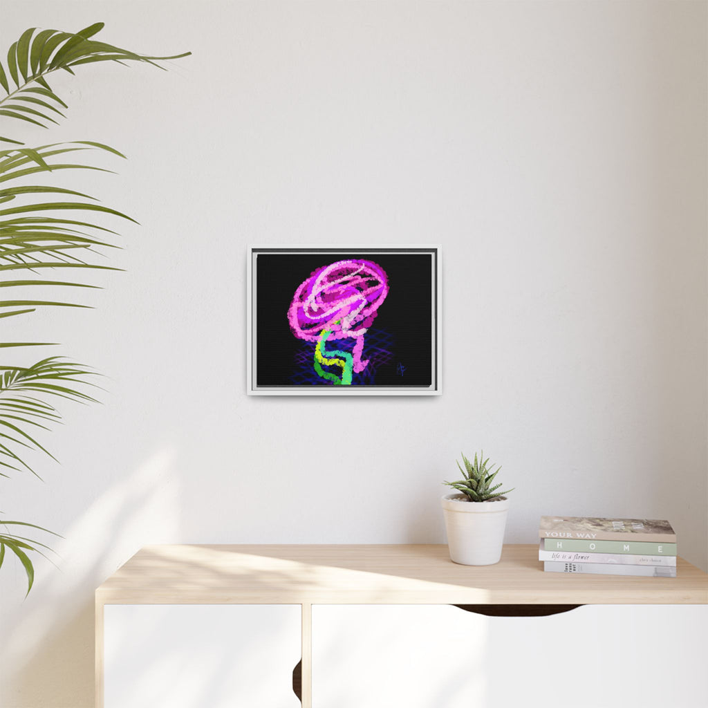 Framed Matte Canvas - Neon Rose Abstract Wall Art