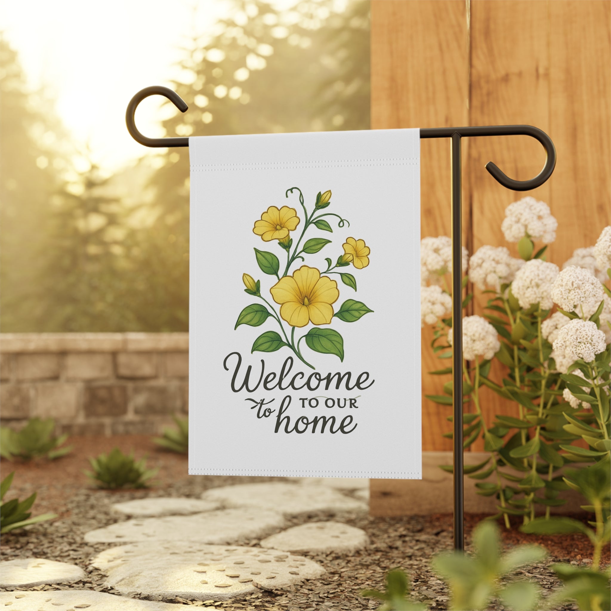Welcome to Our Home Yellow Floral Garden Flag