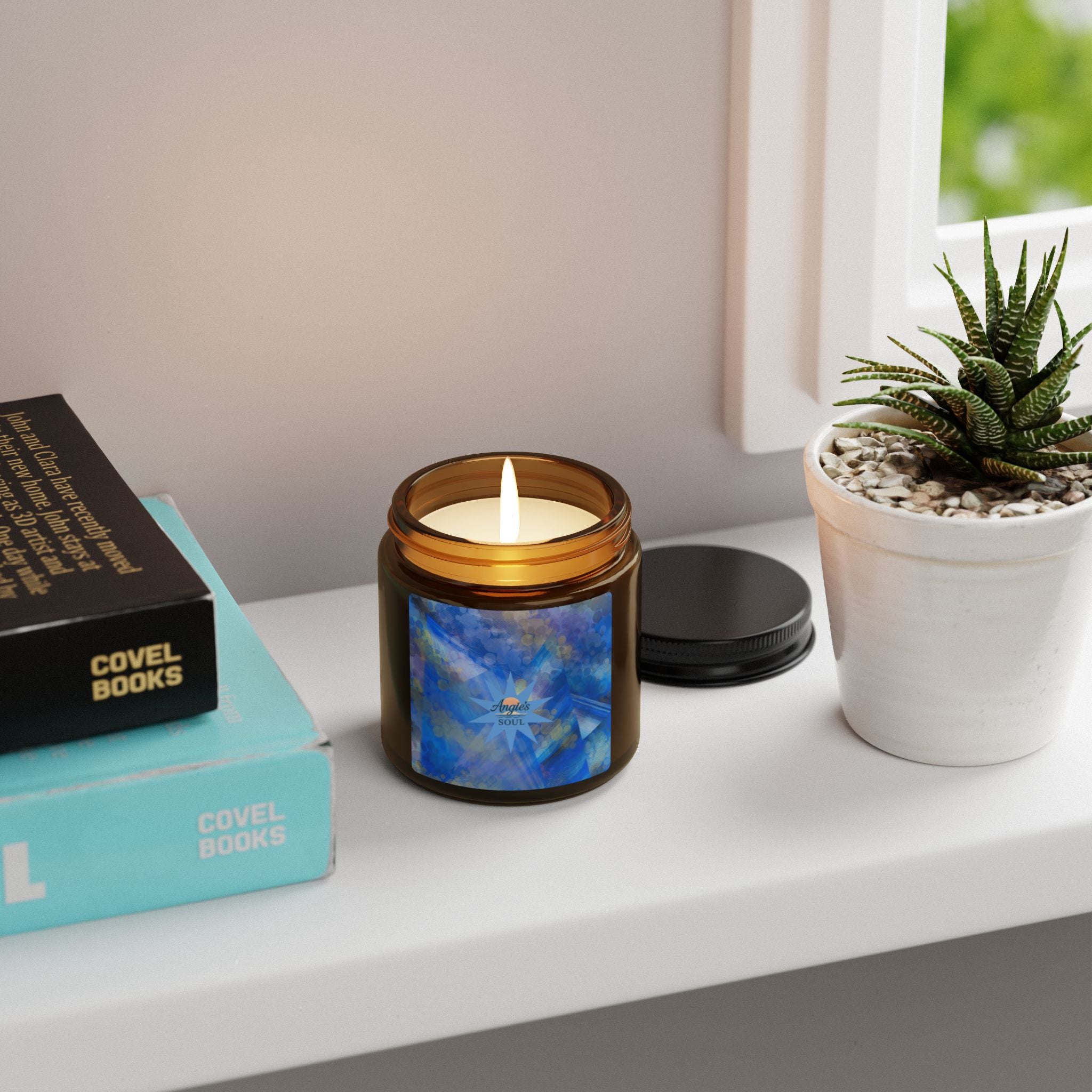 Amber Jar Soy Candle — Calming Blue Ocean Scented Candle (Multi-Size)