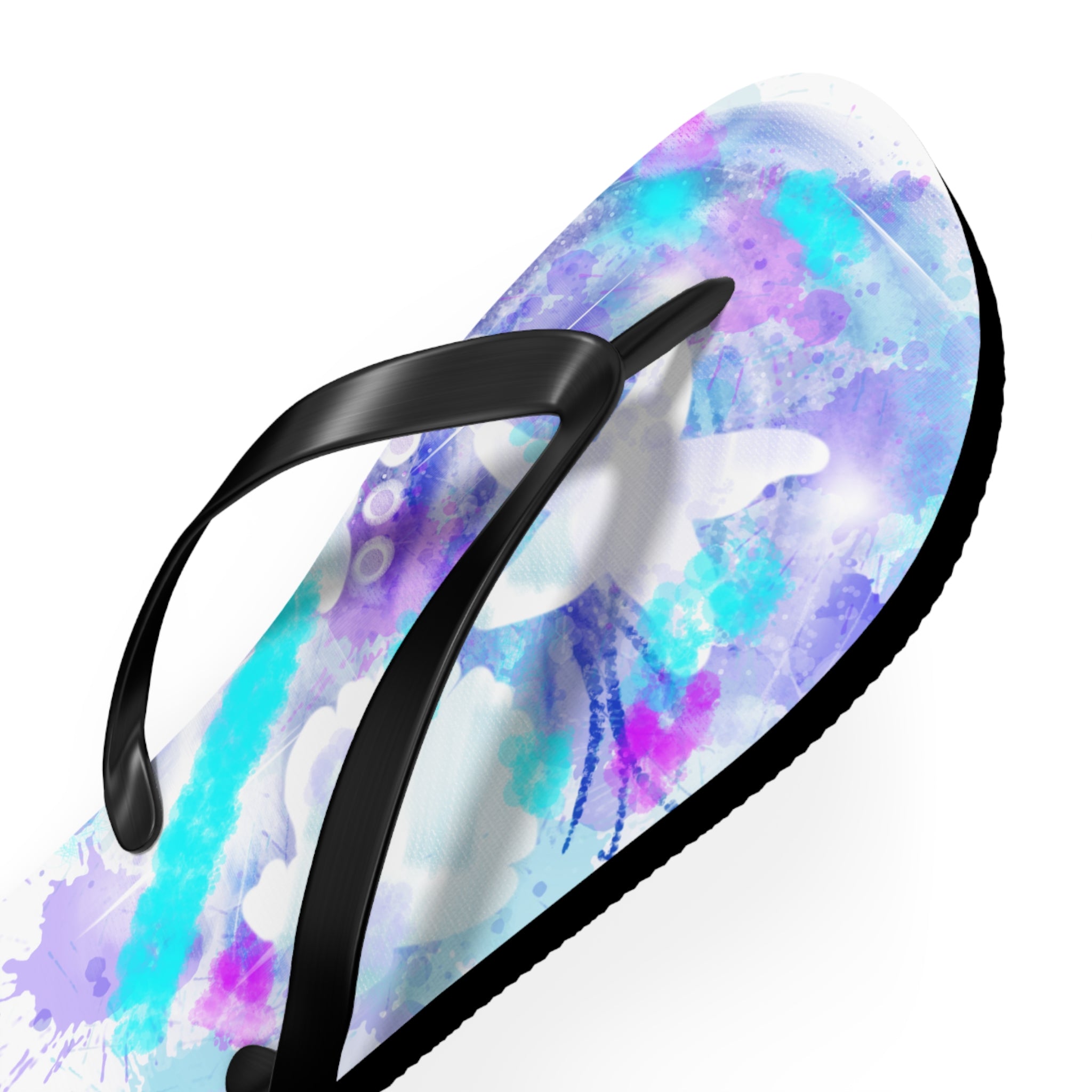 Watercolor Tie-Dye Flip Flops — Turquoise & Purple Beach Sandals