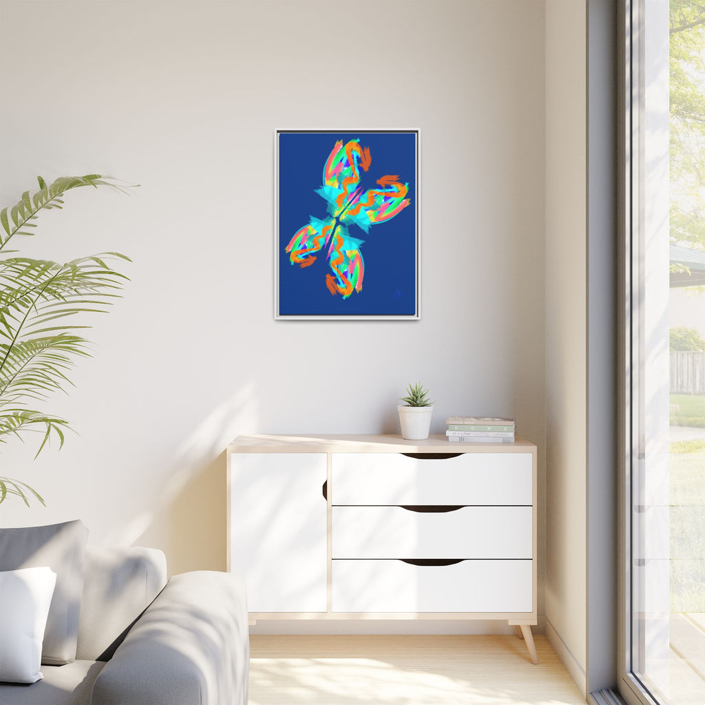 Framed Matte Canvas — Neon Abstract Butterfly Wall Art