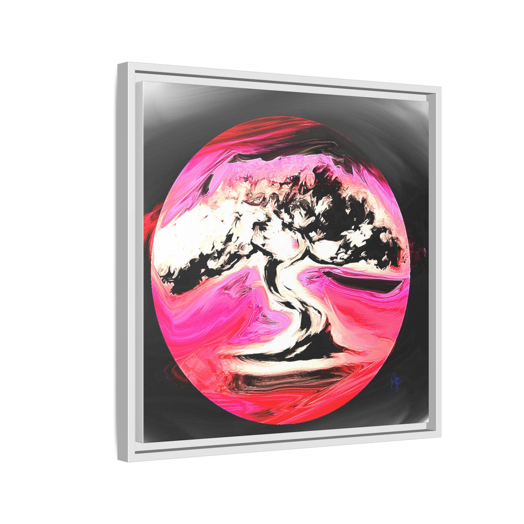 Framed Matte Canvas Art — Pink Marble Bonsai Tree