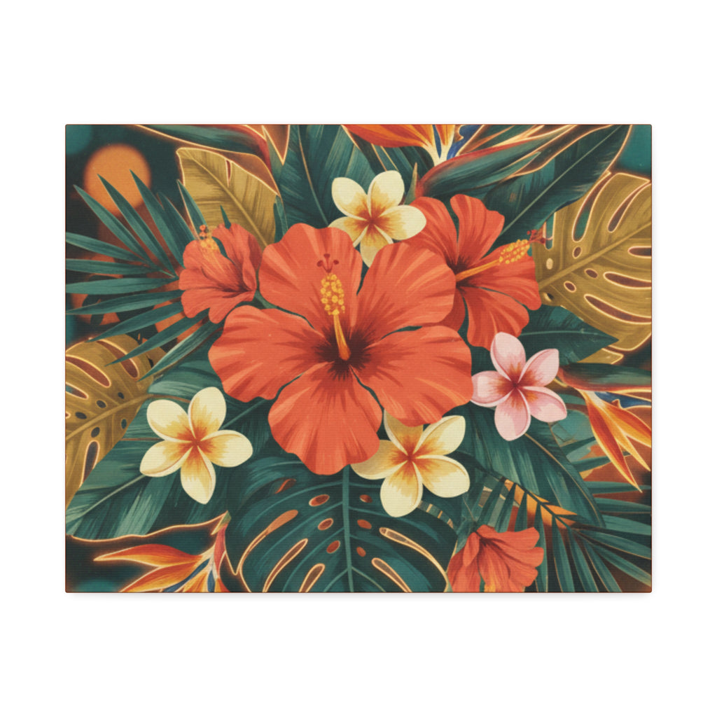 Tropical Hibiscus Canvas Wall Art — Vibrant Floral Stretched Canvas