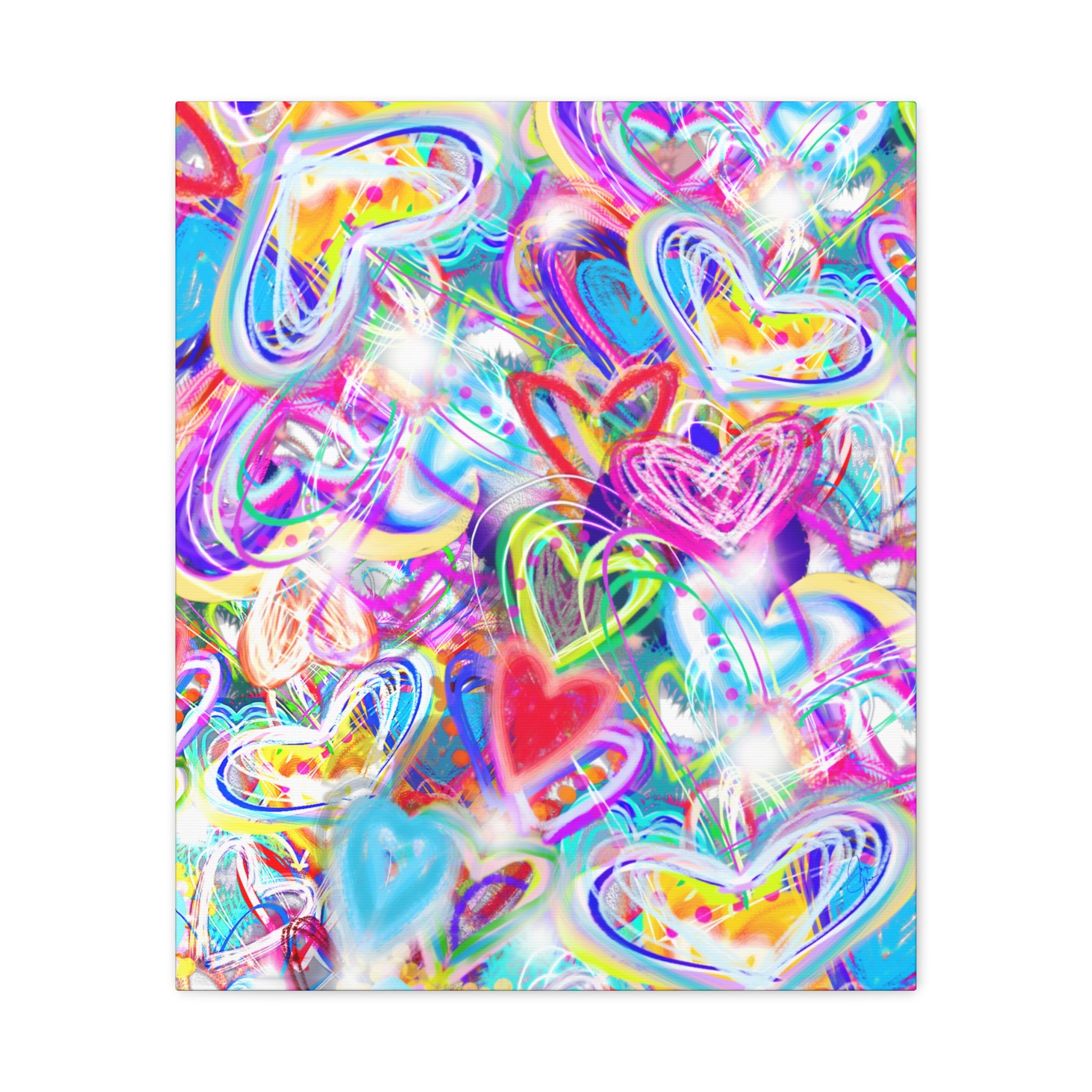 Colorful Heart Graffiti Matte Canvas