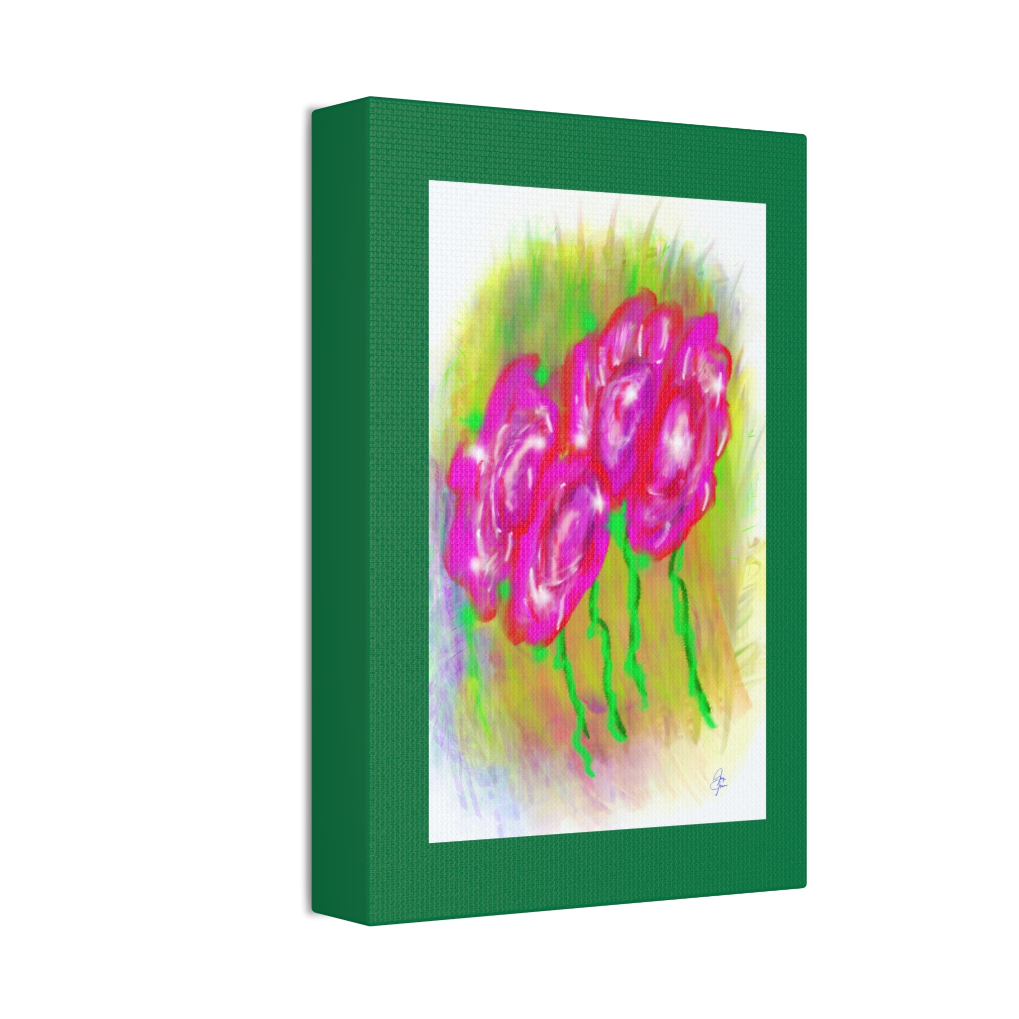 Pink Floral Pop Canvas Art — Stretched 1.5" Wall Print