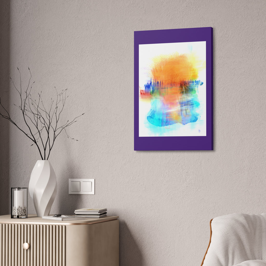 Abstract Color Burst Canvas — Vibrant Orange & Blue Stretched Wall Art