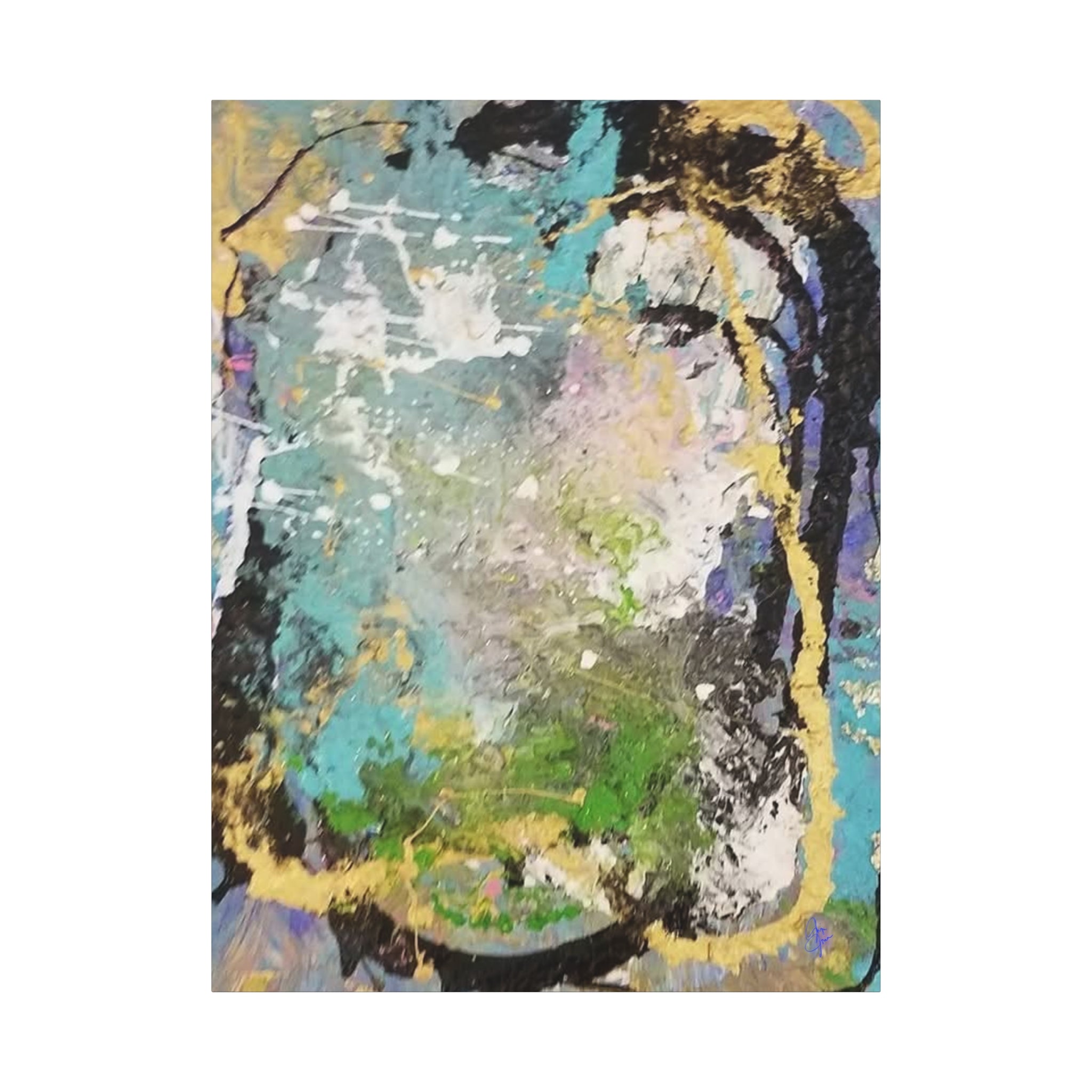 Abstract Green & Teal Matte Canvas Wall Art — Stretched 1.25"