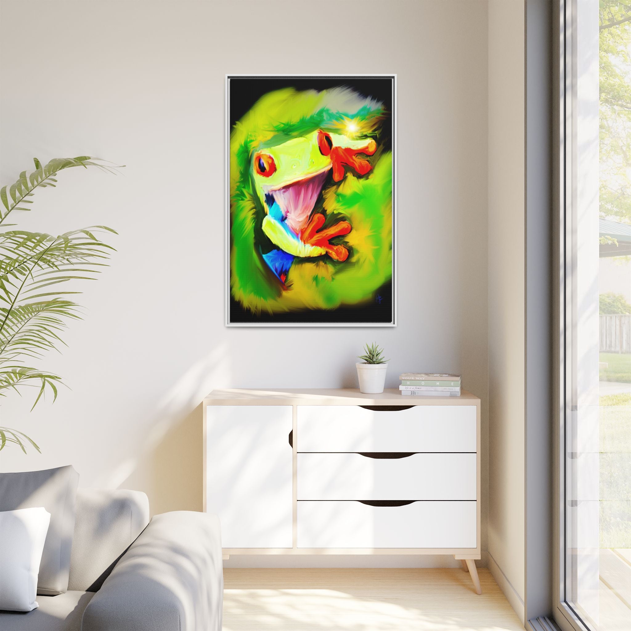 Colorful Tree Frog Matte Canvas Print — Framed Tropical Wall Art
