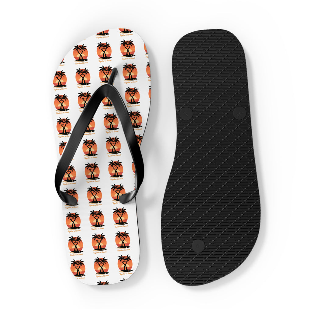 Palm Tree Sunset Flip Flops – Tropical Beach Pattern Sandals