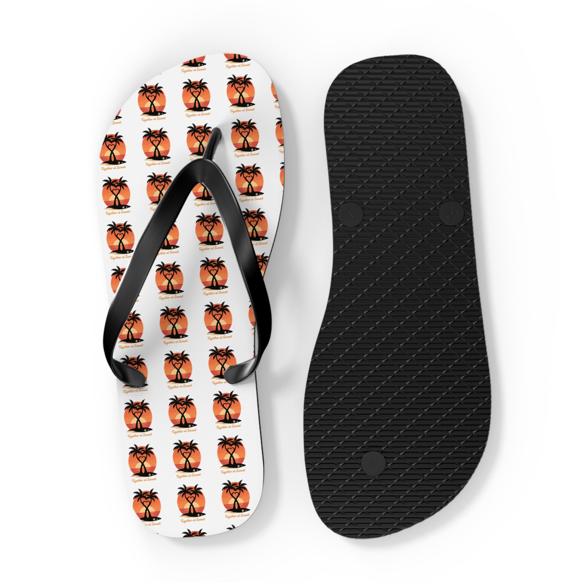 Palm Tree Sunset Flip Flops – Tropical Beach Pattern Sandals
