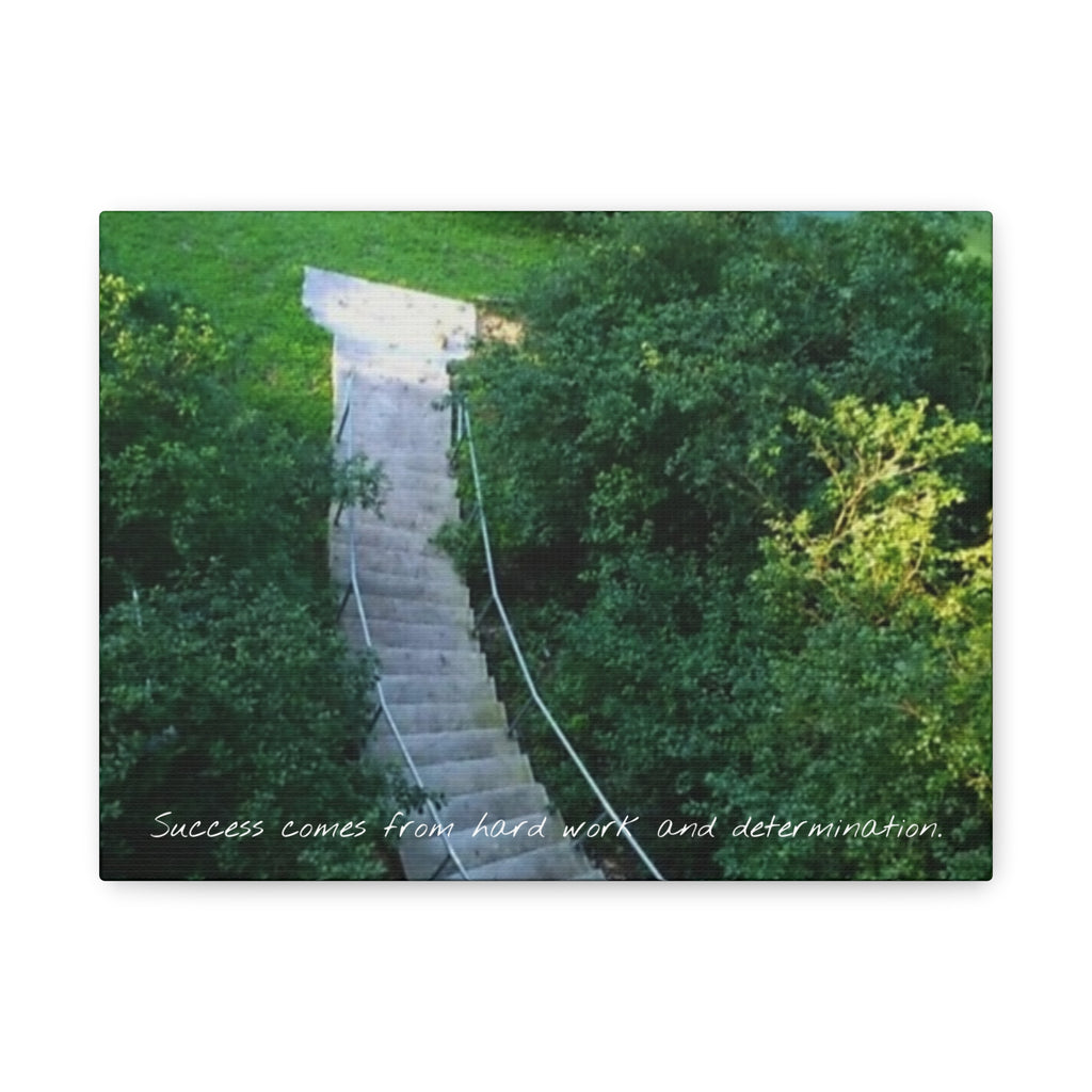 Motivational Wall Canvas — “Success Comes From Hard Work and Dedication” Matte Stretched Print