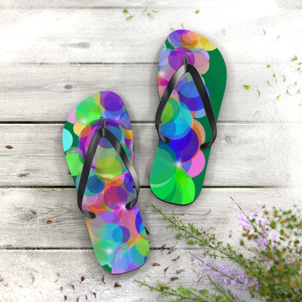 Flip Flops — Colorful Bokeh Circle Pattern Summer Sandals