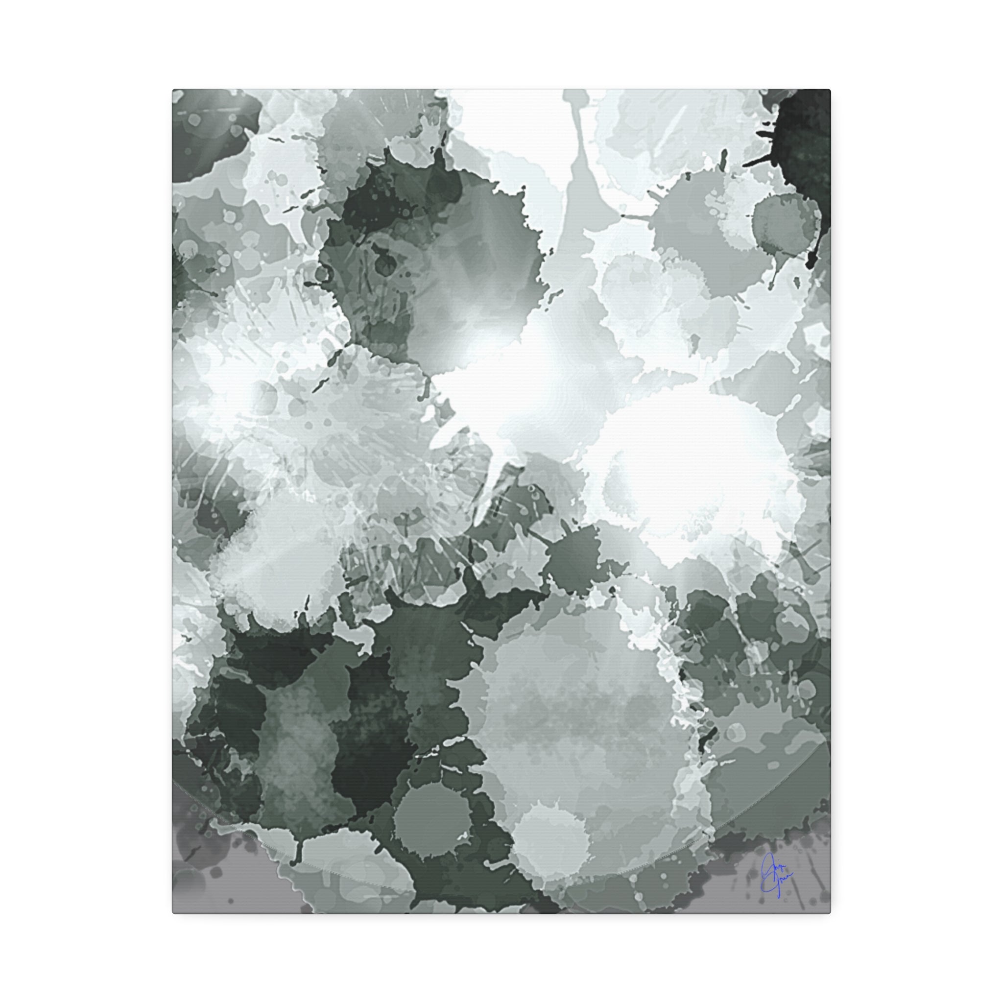 Abstract Gray Ink Splash Canvas