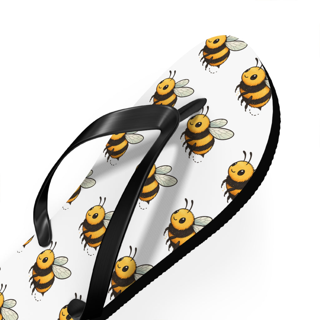 Bee Pattern Flip Flops — Cute Yellow Bee Summer Sandals