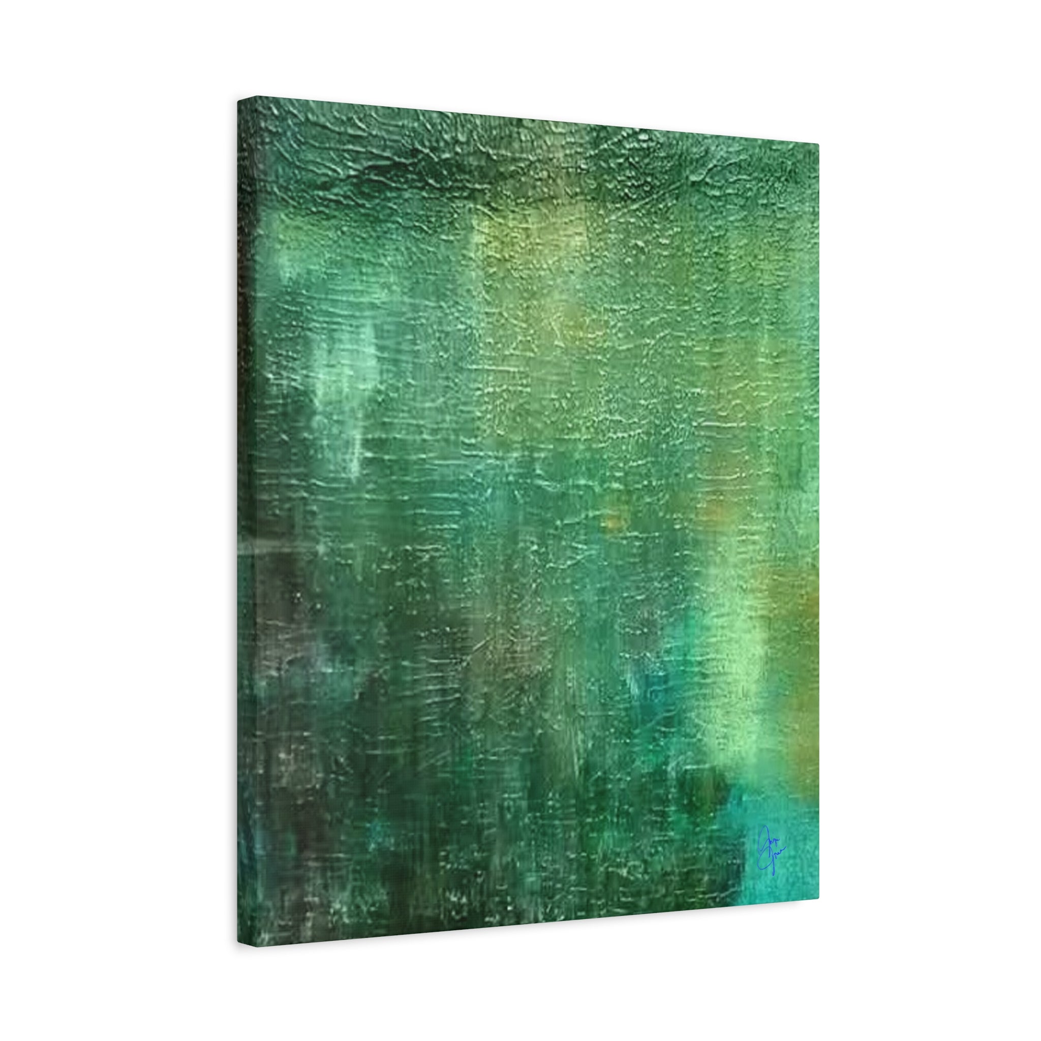 Emerald Abstract Matte Canvas Wall Art — Green Textured Stretched Canvas